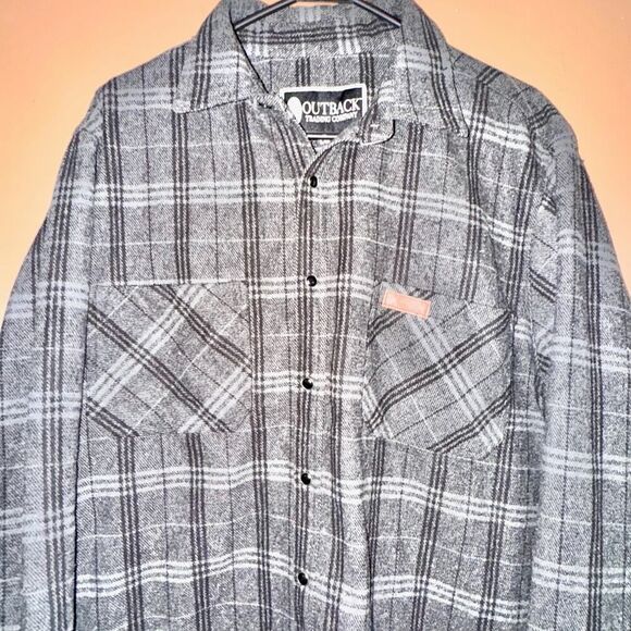 Outback Trading Company Fleece Flannel - Black Gray - Large - Picture 7 of 9